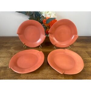 Vintage Cyclamen Terra Cotta‎ Pottery Side Plates Coral Pink Modernist Dessert